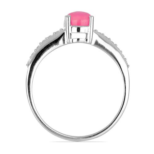 BUY NATURAL PINK ETHIOPIAN OPAL GEMSTONE CLASSIC RING IN STERLING SILVER